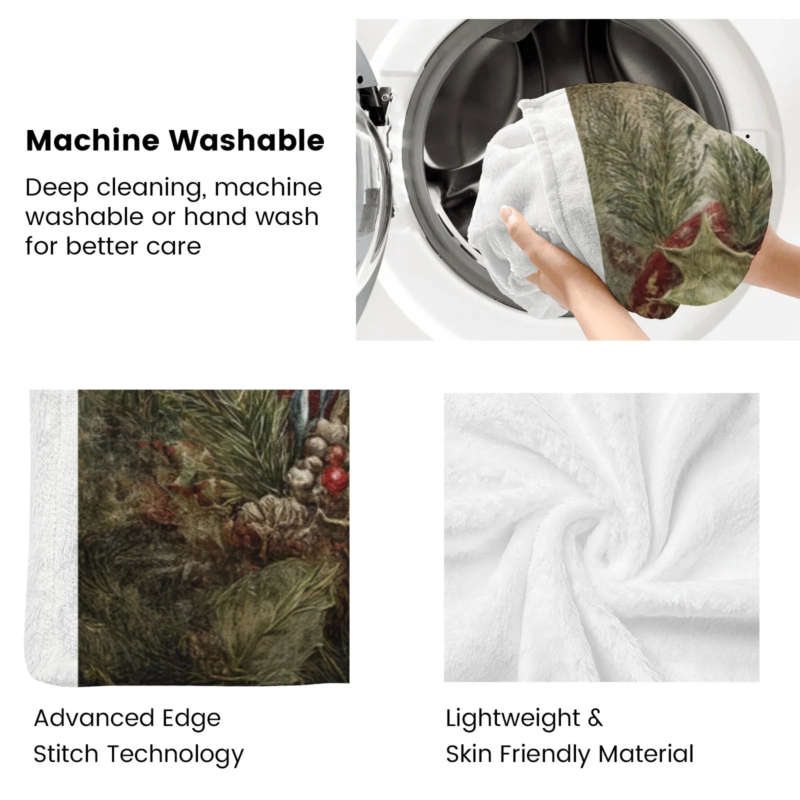 Blankets 1150g Flannel Christmas Vintage Santa Holding Cardinal Weighted Baby Blankets PrintToucan - PrintToucanChrismas Gift150cm x 200cm/60"x80"