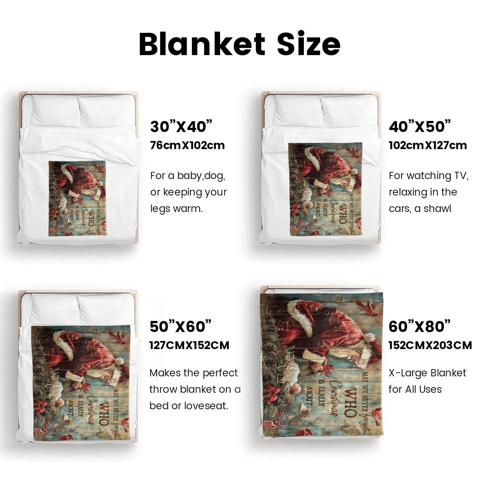 Blankets 1150g Flannel Christmas Vintage Santa Nativity Scene Weighted Baby Blanket Holiday Home Decor PrintToucan - PrintToucanChrismas Gift150cm x 200cm/60"x80"