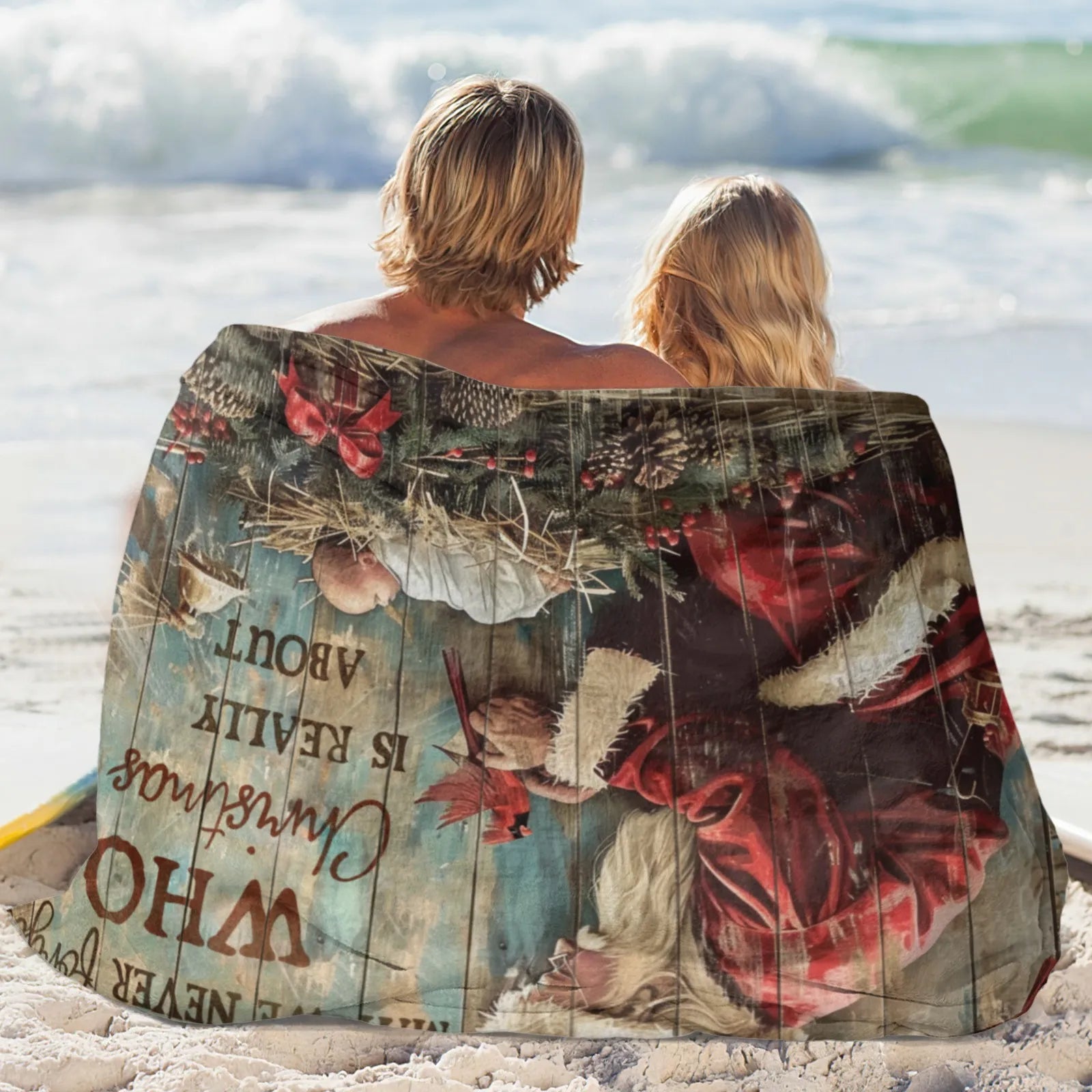 Blankets 1150g Flannel Christmas Vintage Santa Nativity Scene Weighted Baby Blanket Holiday Home Decor PrintToucan - PrintToucanChrismas Gift150cm x 200cm/60"x80"