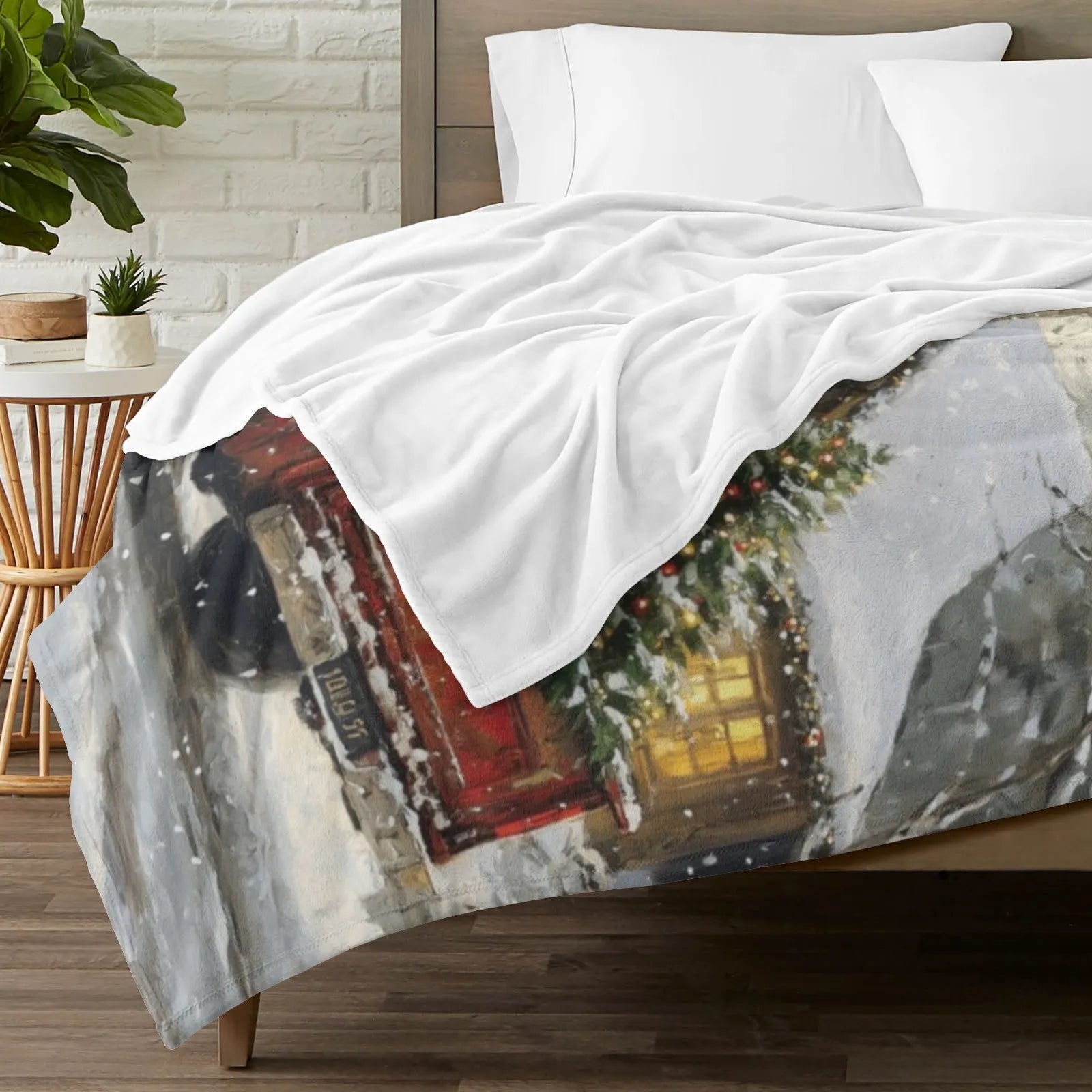 Blankets 1150g Flannel Christmas Winter Truck & Puppy Scene Weighted Baby Blankets PrintToucan Made In USA - PrintToucanChrismas Gift150cm x 200cm/60"x80"