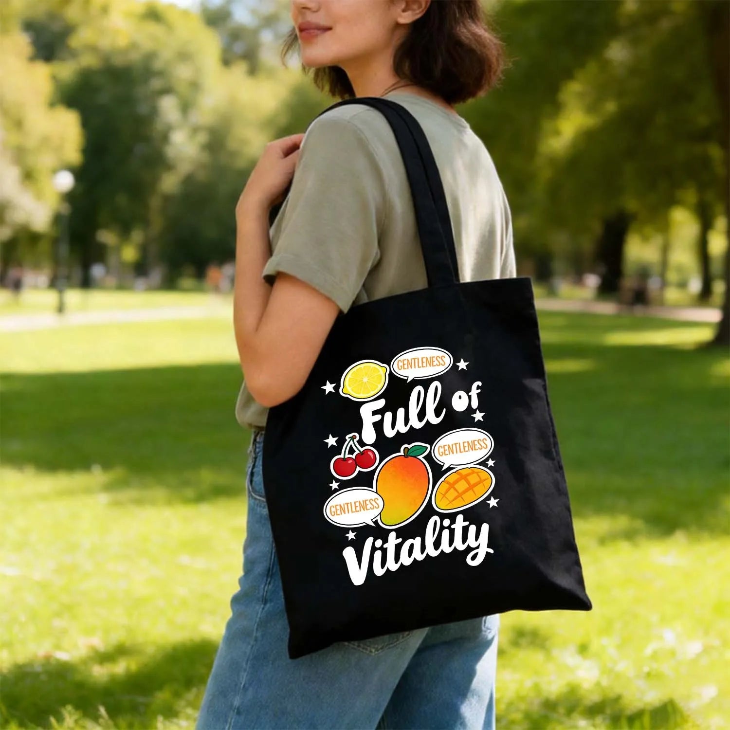 Canvas Bag Canvas Fabric Fruit Graphic Full Of Vitality Made In USA PrintToucan - PrintToucanStandardPrinttoucan-13.8x15.7inch（35x40）cm