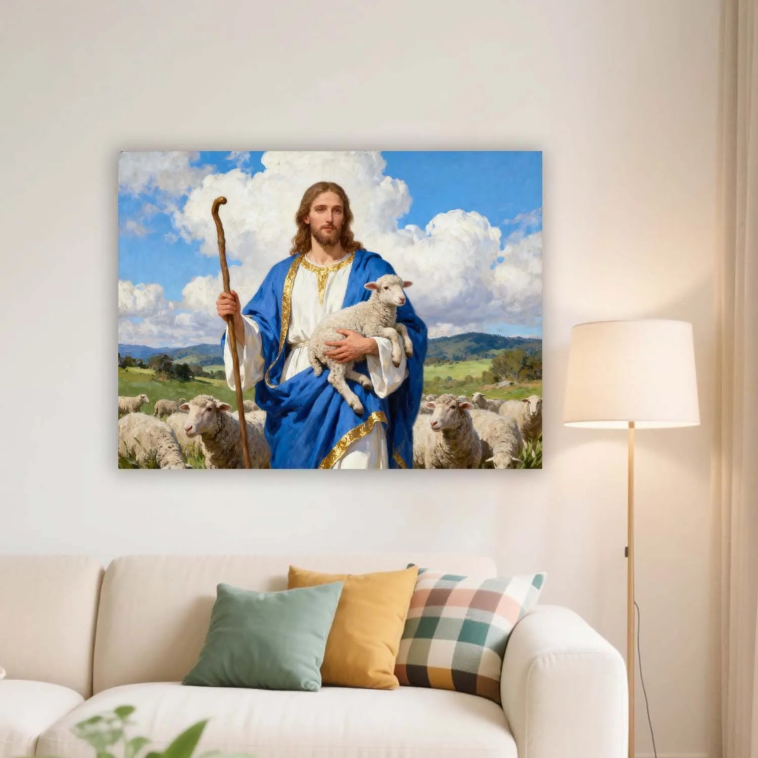 Canvas Prints Canvas Christian Wall Art Good Shepherd Jesus Holding Lamb Christian Art Print Made In USA PrintToucan - PrintToucanChristianPrinttoucan-12 x 16-1.5‘’