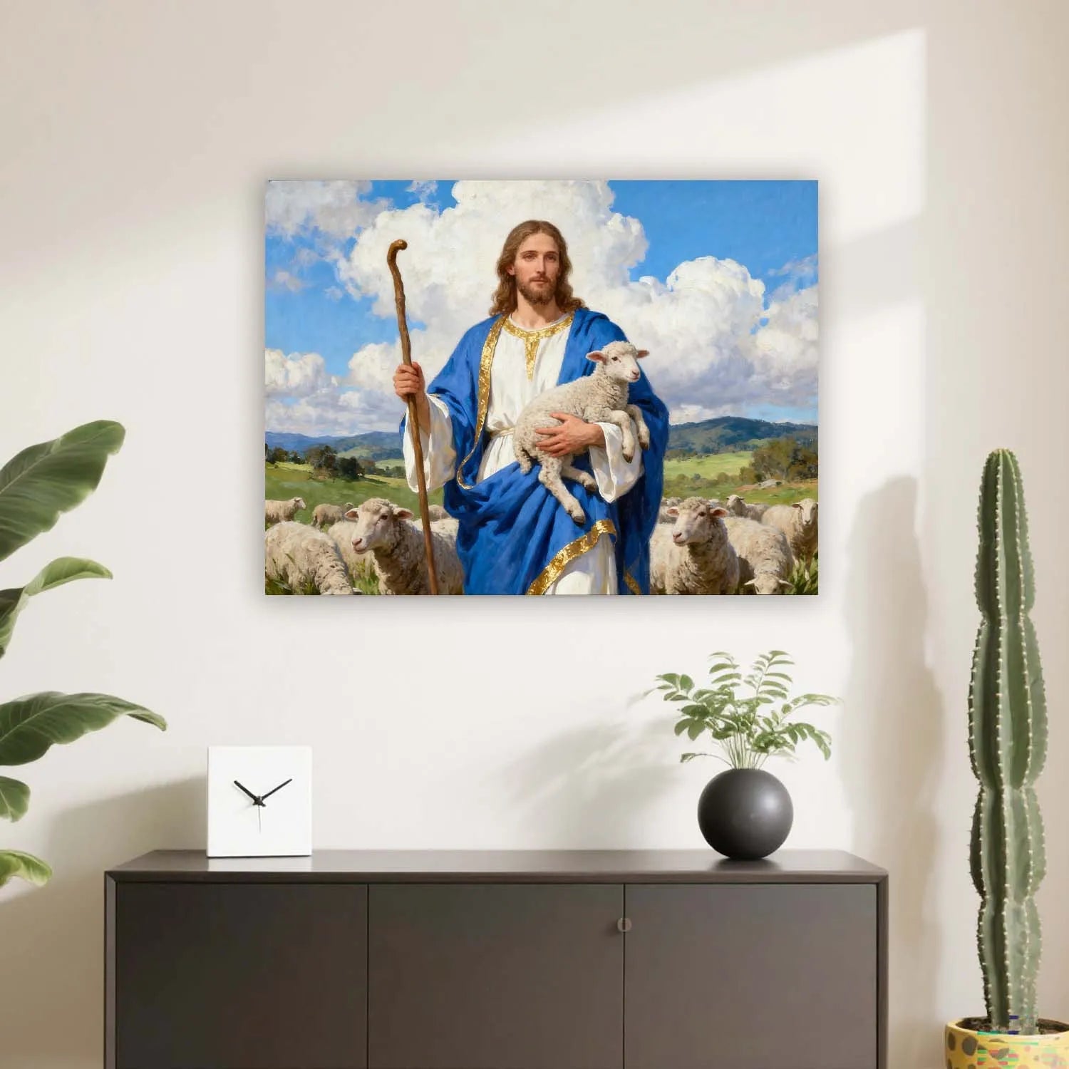 Canvas Prints Canvas Christian Wall Art Good Shepherd Jesus Holding Lamb Christian Art Print Made In USA PrintToucan - PrintToucanChristianPrinttoucan-12 x 16-1.5‘’