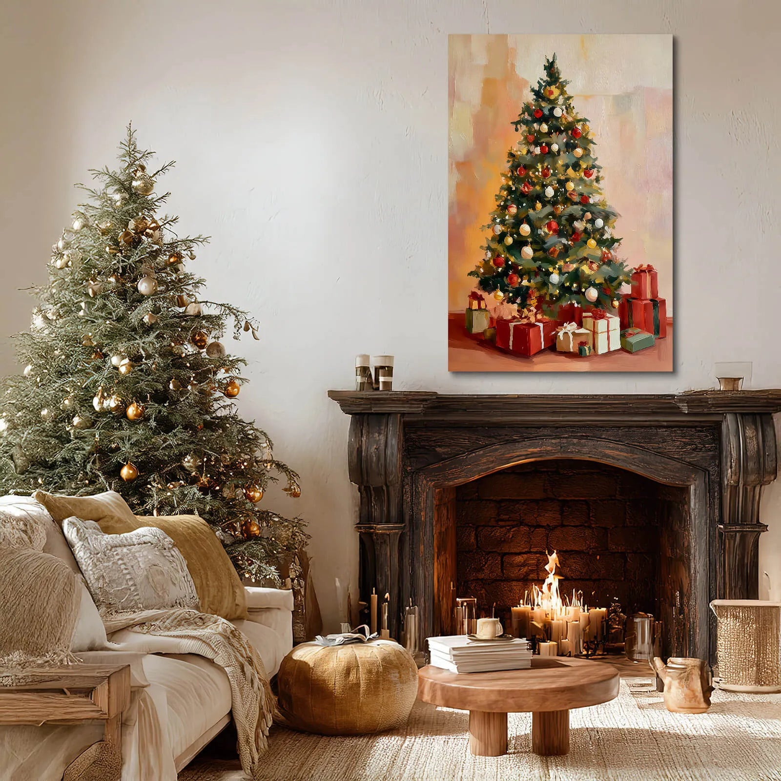 Canvas Prints Canvas Wall Art Christmas Tree With Gifts Holiday Home Decor Oil Painting Style Seasonal Art | PrintToucan - PrintToucanChrismas Gift