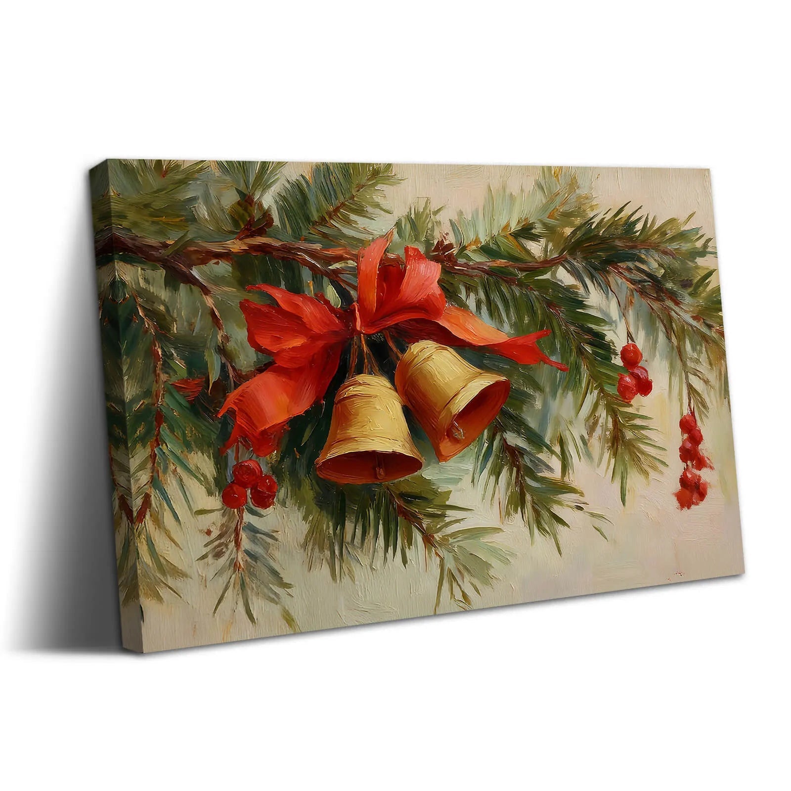 Canvas Prints Canvas Wall Art Pine Branches With Red Bow Christmas Theme Home Decor Classic Style PrintToucan - PrintToucanChrismas Gift