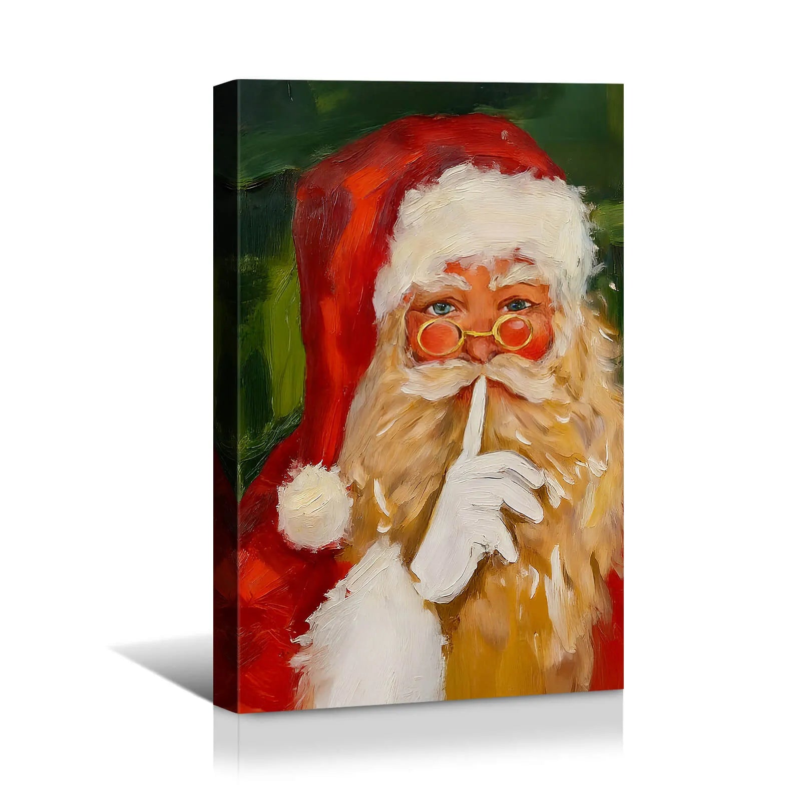 Canvas Prints Canvas Wall Art Playful Santa Shushing With Round Glasses Red White Outfit Holiday Home Decor | PrintToucan - PrintToucanChrismas Gift