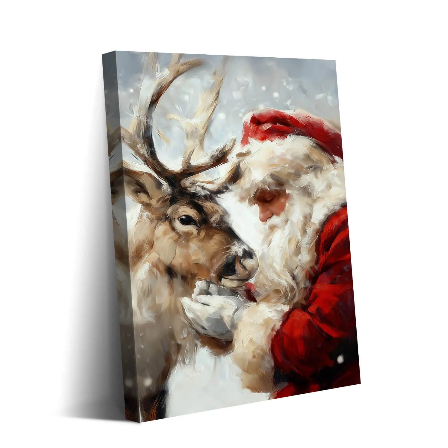 Canvas Prints Canvas Wall Art Santa Feeding Reindeer Christmas Scene Home Decor Oil Painting Style PrintToucan - PrintToucanChrismas Gift