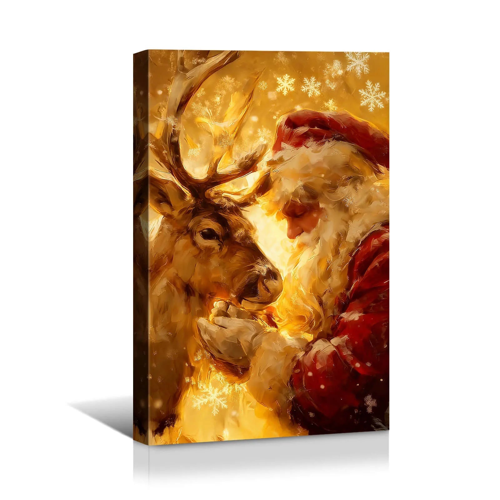 Canvas Prints Canvas Wall Art Santa & Reindeer Christmas Scene Oil Painting Home Decor Warm Holiday Style | PrintToucan - PrintToucanChrismas Gift