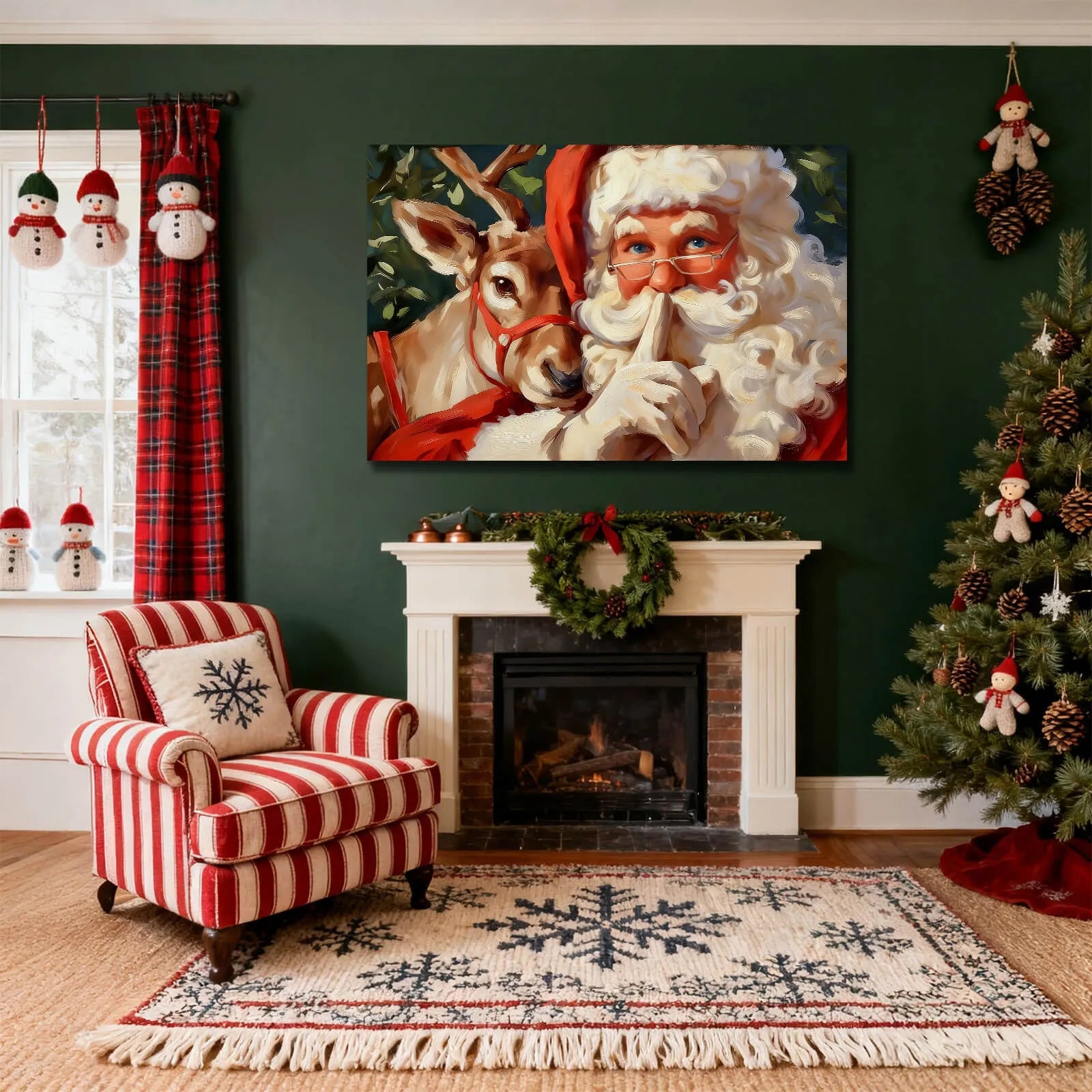 Canvas Prints Canvas Wall Art Santa With Reindeer Shushing Holiday Scene Christmas Home Decor | PrintToucan - PrintToucanChrismas Gift
