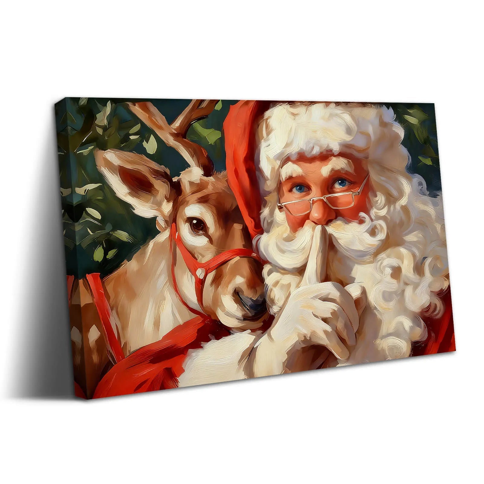 Canvas Prints Canvas Wall Art Santa With Reindeer Shushing Holiday Scene Christmas Home Decor | PrintToucan - PrintToucanChrismas Gift