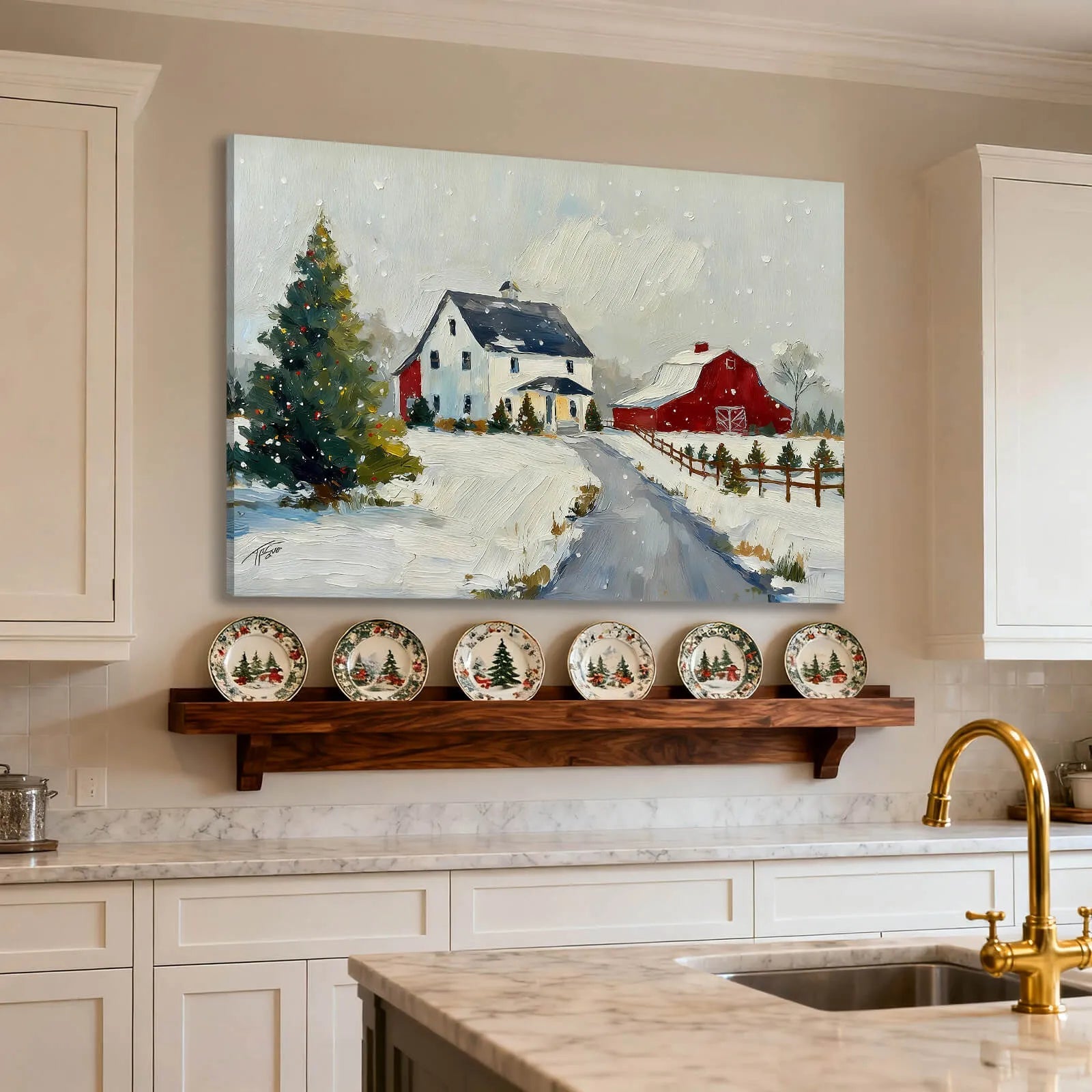 Canvas Prints Canvas Wall Art Snowy Christmas Countryside Village Holiday Home Decor | PrintToucan - PrintToucanChrismas Gift