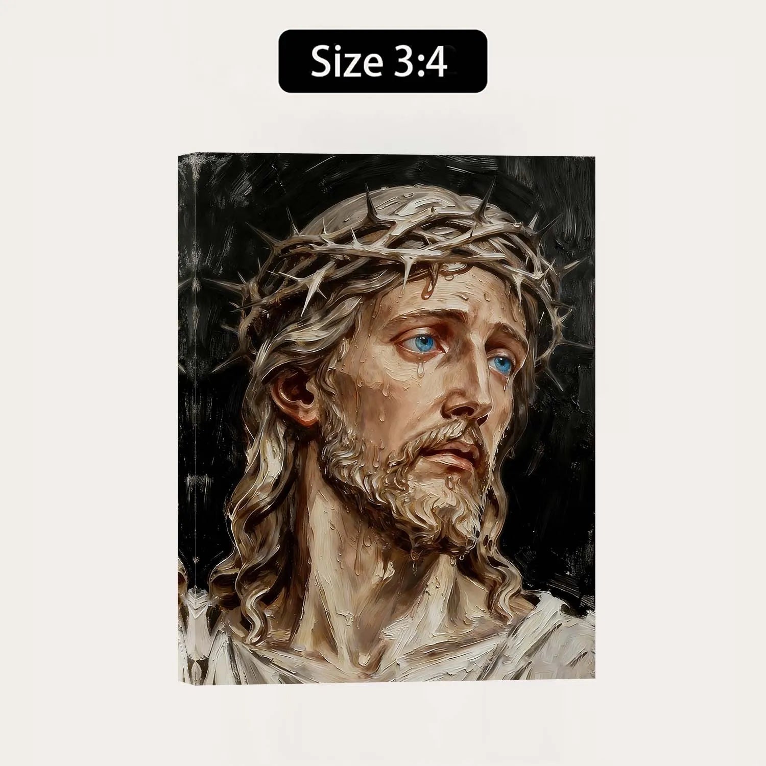 Canvas Prints Christian Wall Art Jesus Christ Crown of Thorns Oil Painting Religious Home Decor PrintToucan - PrintToucanChristianPrinttoucan-12 x 16-1.5‘’