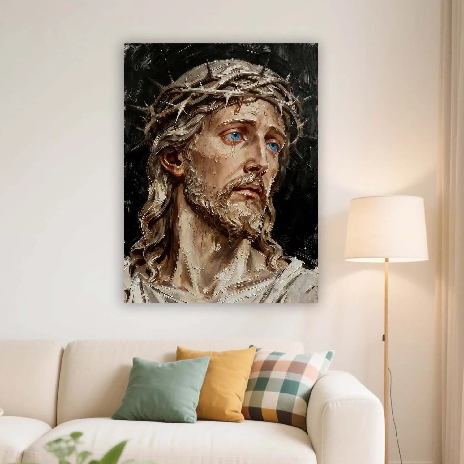 Canvas Prints Christian Wall Art Jesus Christ Crown of Thorns Oil Painting Religious Home Decor PrintToucan - PrintToucanChristianPrinttoucan-12 x 16-1.5‘’