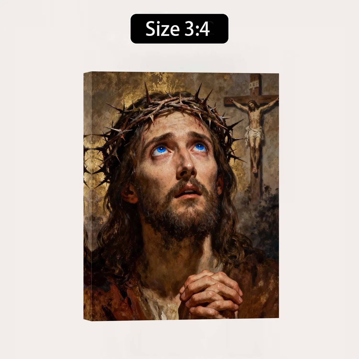 Canvas Prints Christian Wall Art Jesus Christ Praying with Crown of Thorns Oil Painting Style Home Decor PrintToucan - PrintToucanChristianPrinttoucan-12 x 16-1.5‘’