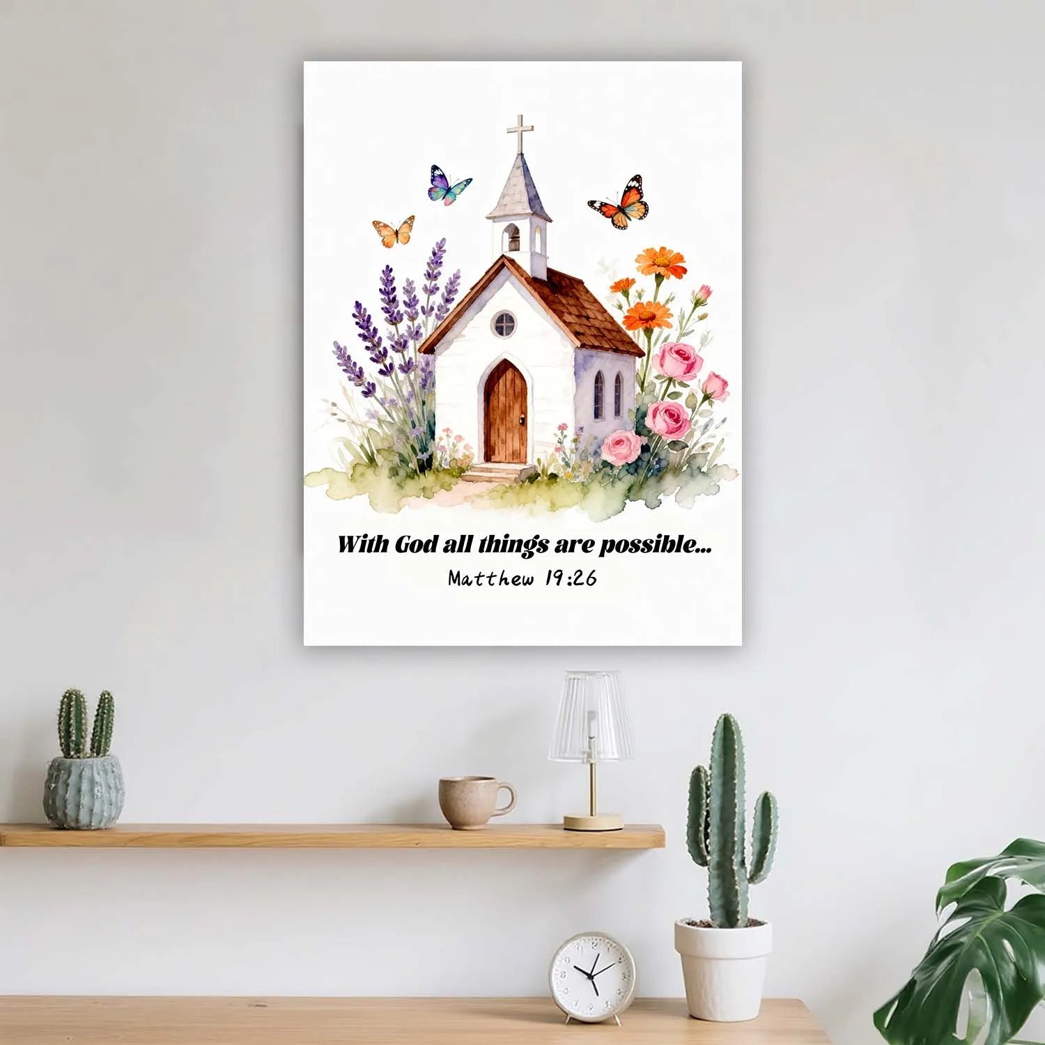 Canvas Prints Christian Wall Art With God All Things Are Possible Watercolor Church Bible Verse Decor PrintToucan - PrintToucanChristianPrinttoucan-12 x 16-1.5‘’
