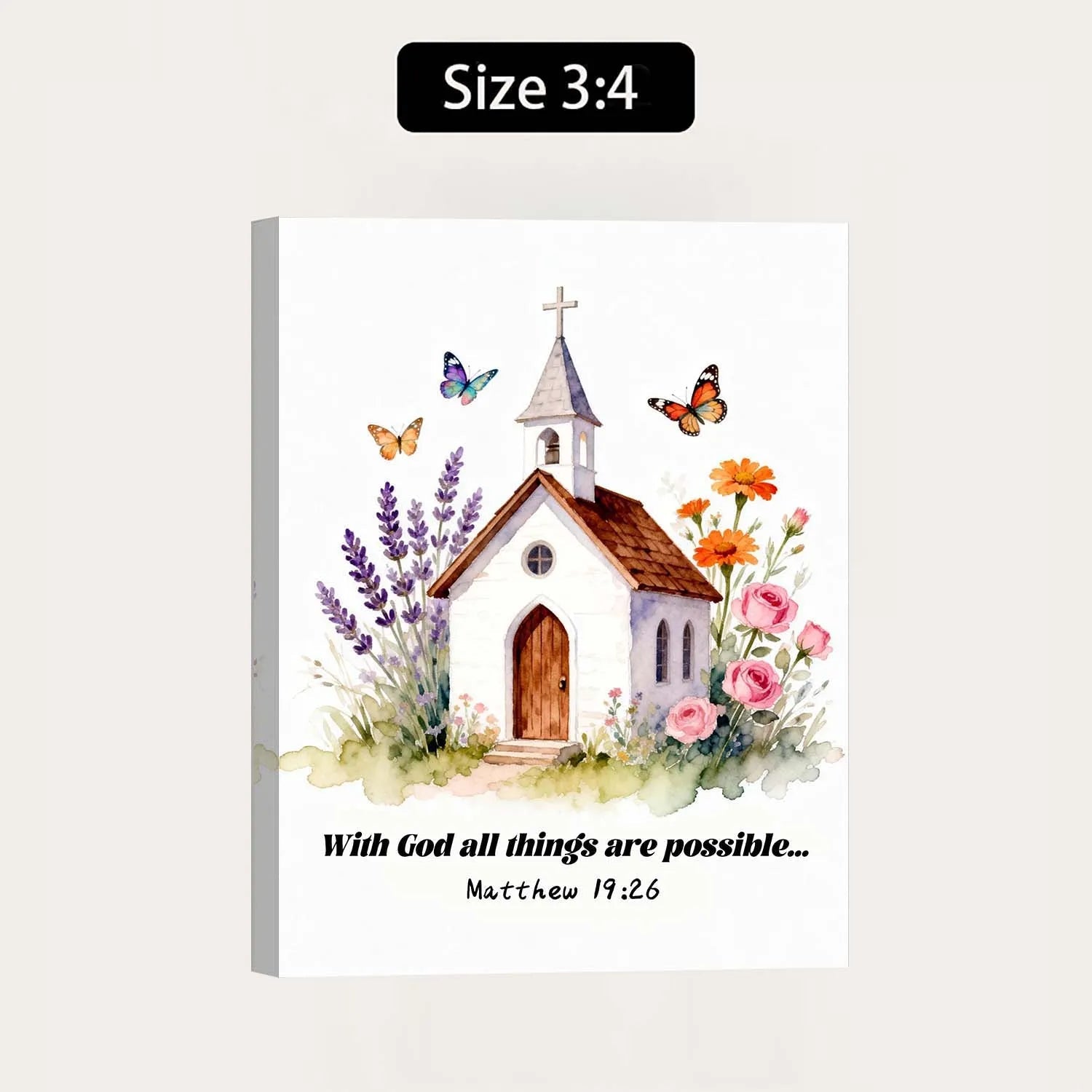 Canvas Prints Christian Wall Art With God All Things Are Possible Watercolor Church Bible Verse Decor PrintToucan - PrintToucanChristianPrinttoucan-12 x 16-1.5‘’