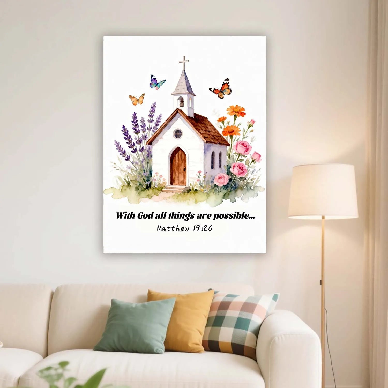 Canvas Prints Christian Wall Art With God All Things Are Possible Watercolor Church Bible Verse Decor PrintToucan - PrintToucanChristianPrinttoucan-12 x 16-1.5‘’