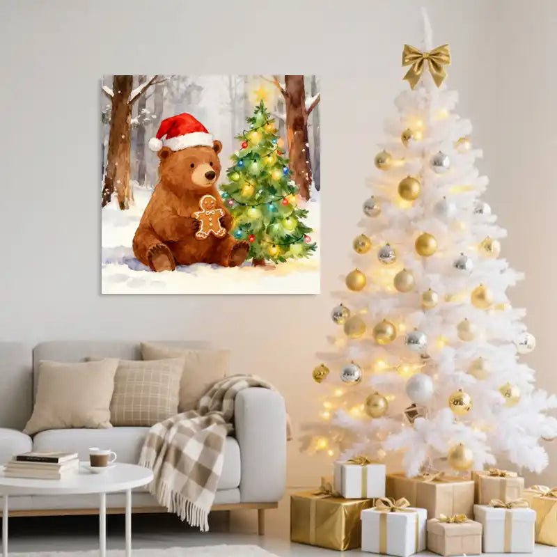 Canvas Prints Christmas Bear With Gingerbread – Holiday Home Decor Print Photos | PrintToucan - PrintToucanChrismas Gift
