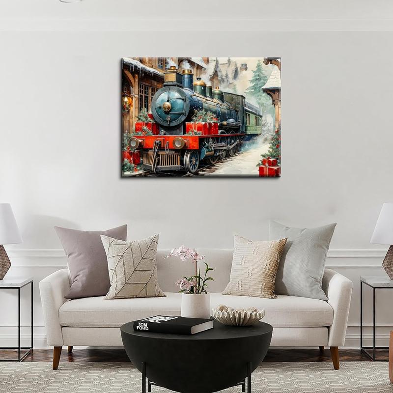 Canvas Prints Christmas Train Vintage Holiday Decor Home Decor Wall Art Made in USA | PrintToucan - PrintToucan1732024436230230853