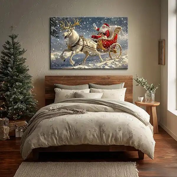 Canvas Prints Horizontal Canvas Santa Sleigh Ride Christmas Scene Holiday Home Décor Wall Art | PrintToucan - PrintToucanChrismas GiftCanvas Santa Sleigh Ride