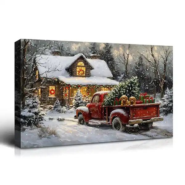 Canvas Prints Horizontal Rustic Holiday Cottage Christmas Scene Wall Art Home Décor Made in USA | PrintToucan - PrintToucanChrismas Gift