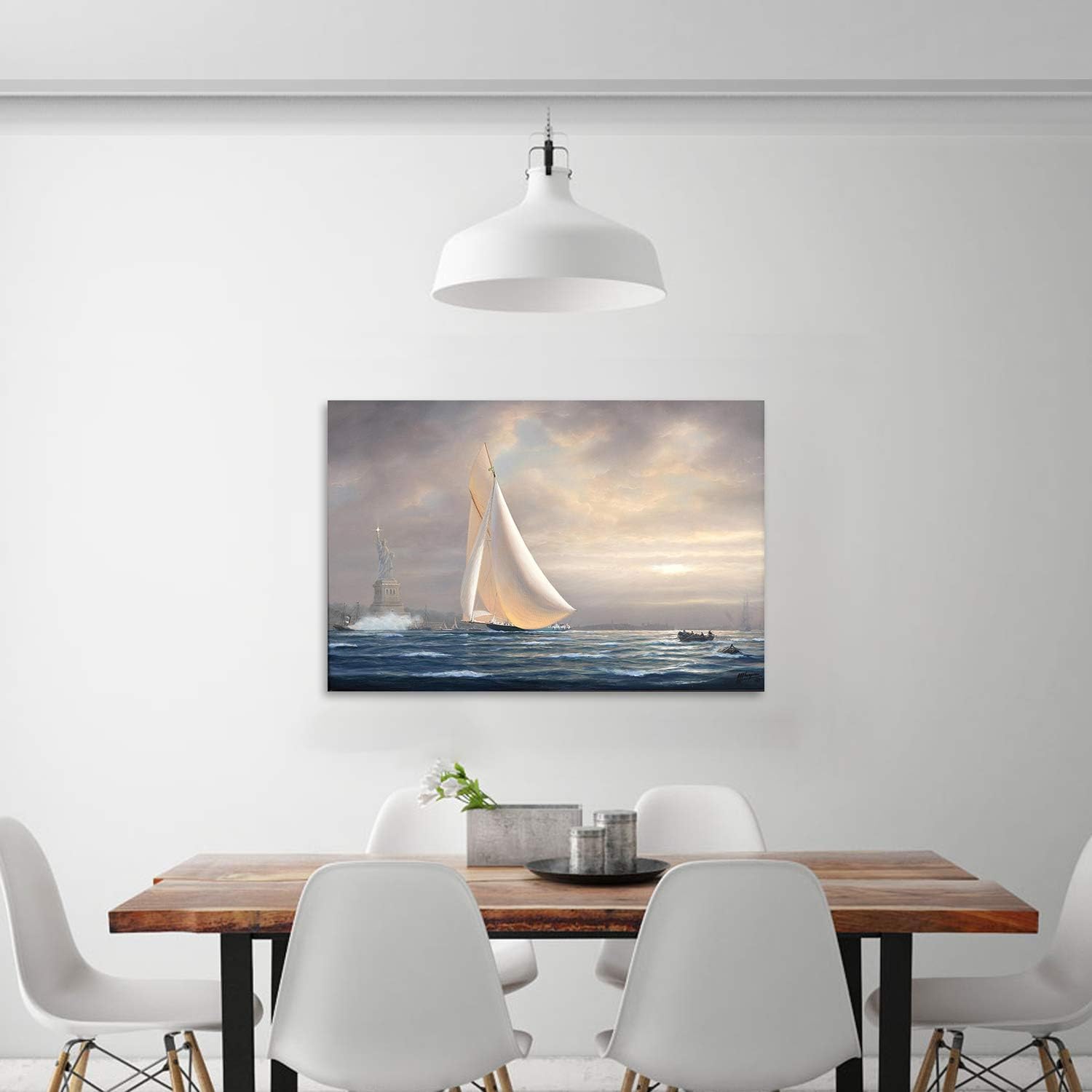 Canvas Prints Ocean Theme Sailboats on Blue Sea Wall Art Home Decor Wall Art - PrintToucan - PrintToucanCphy-133-16L" x 1.5W"-1.5inch