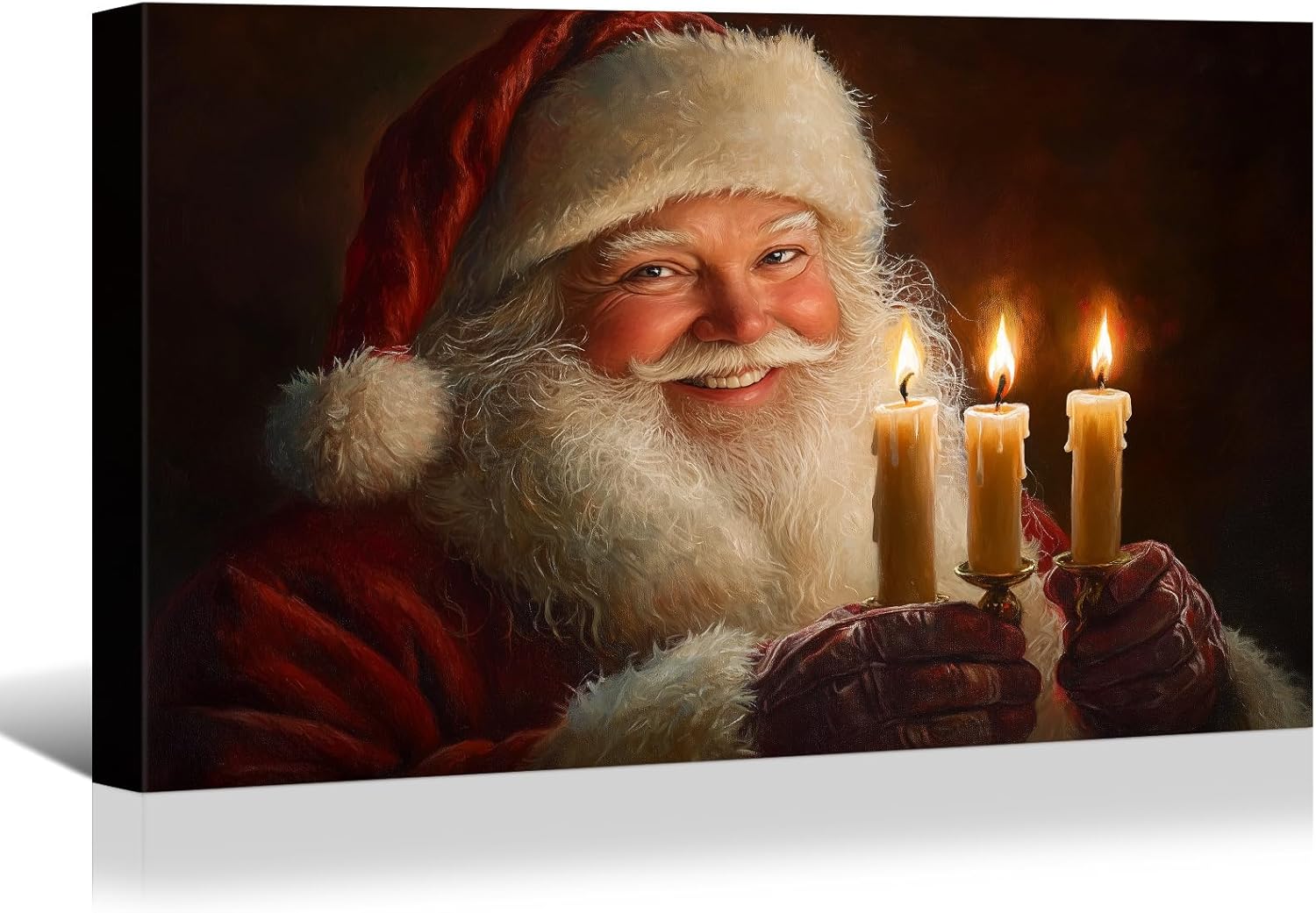 Canvas Prints Pink Santa Claus Vintage Christmas Wall Art Home Decor Holiday Painting PrintToucan - PrintToucan