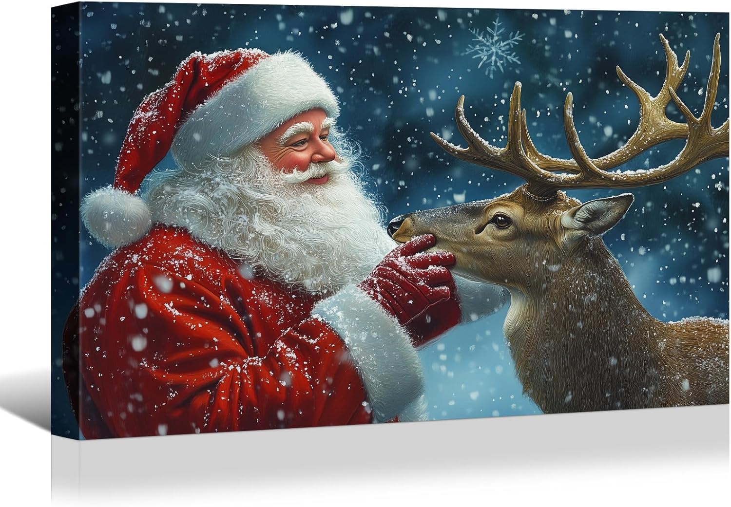 Canvas Prints Pink Santa Claus Vintage Christmas Wall Art Home Decor Holiday Painting PrintToucan - PrintToucan
