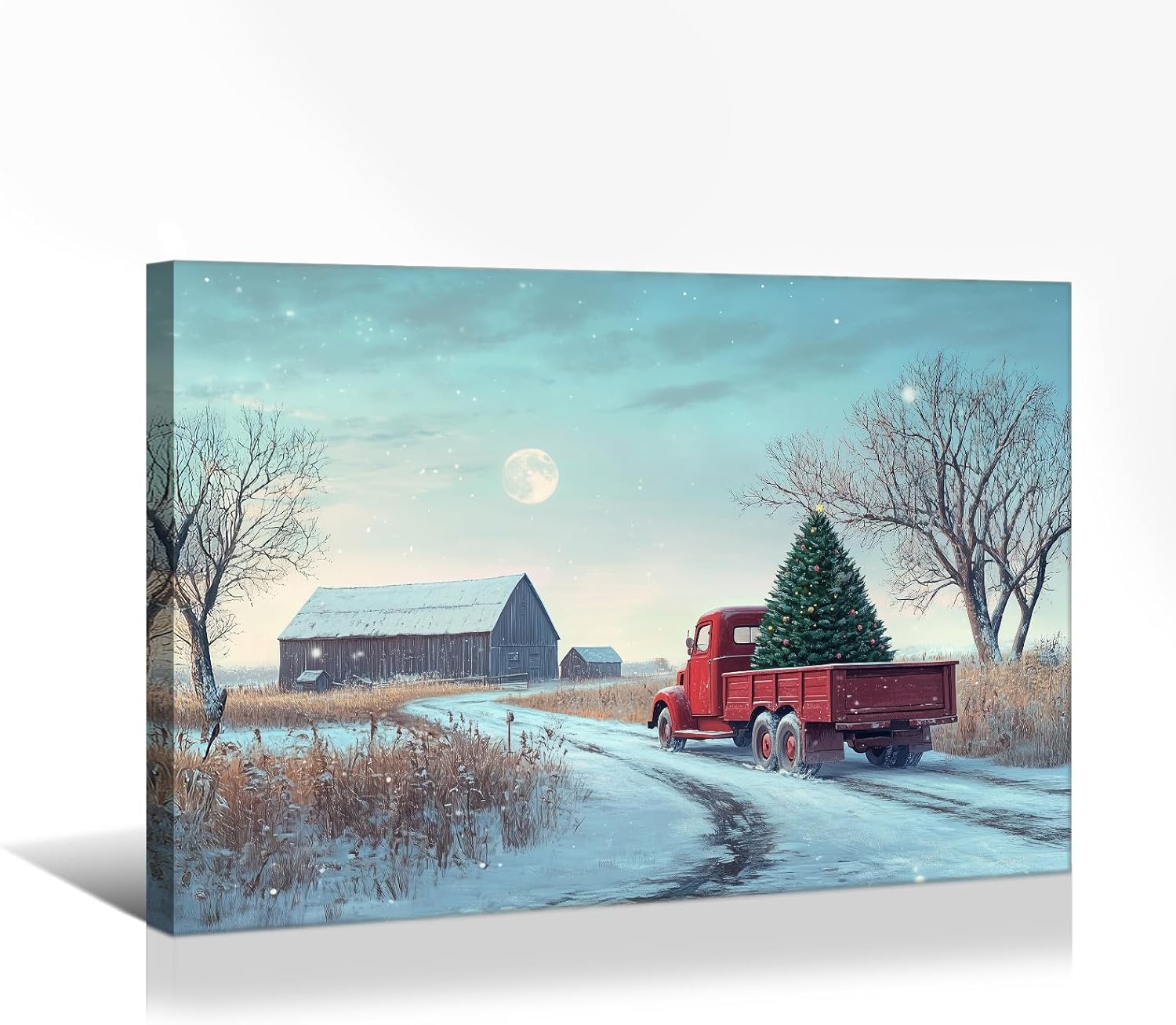 Canvas Prints Rustic Winter Tree Farm Snowman Scene Christmas Wall Art Home Decor | PrintToucan - PrintToucanWWJSDJB2025-16'' L x 12'' W