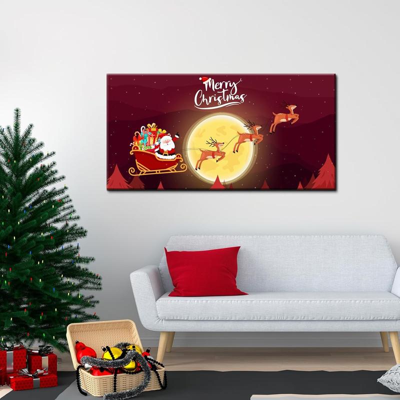Canvas Prints Santa Sleigh Merry Christmas Festive Reindeer Art Suggestions for Xmas Presents by PrintToucan - PrintToucan1732024430473876293