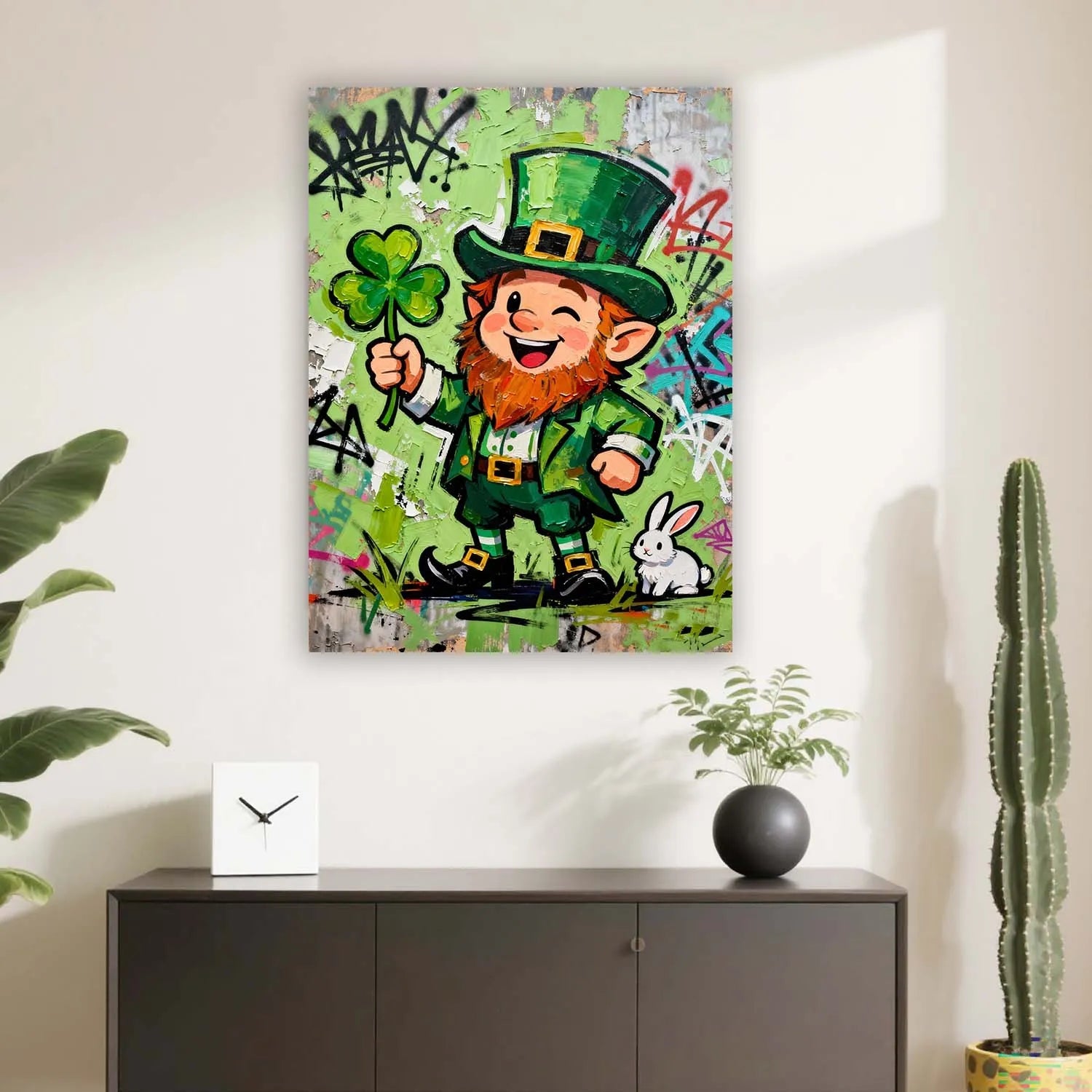 Canvas Prints St Patrick's Day Cartoon Leprechaun Graffiti Style Lucky Shamrock Wall Art For Home Decor PrintToucan - PrintToucanSt. Patrick’s DayPrinttoucan-12 x 16-1.5‘’