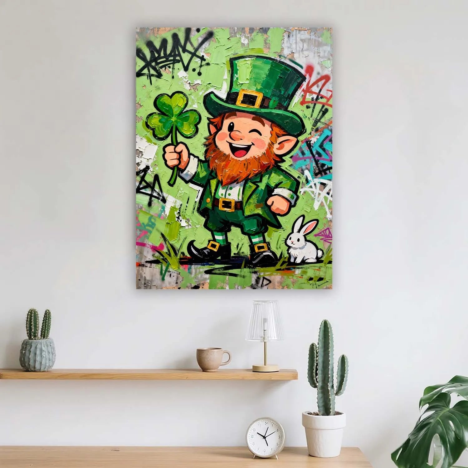 Canvas Prints St Patrick's Day Cartoon Leprechaun Graffiti Style Lucky Shamrock Wall Art For Home Decor PrintToucan - PrintToucanSt. Patrick’s DayPrinttoucan-12 x 16-1.5‘’