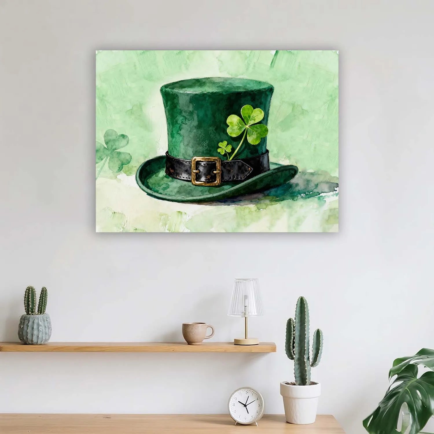 Canvas Prints St. Patrick's Day Green Leprechaun Hat Watercolor Shamrock Wall Art For Irish Festival Home Decor PrintToucan - PrintToucanSt. Patrick’s DayPrinttoucan-12 x 16-1.5‘’