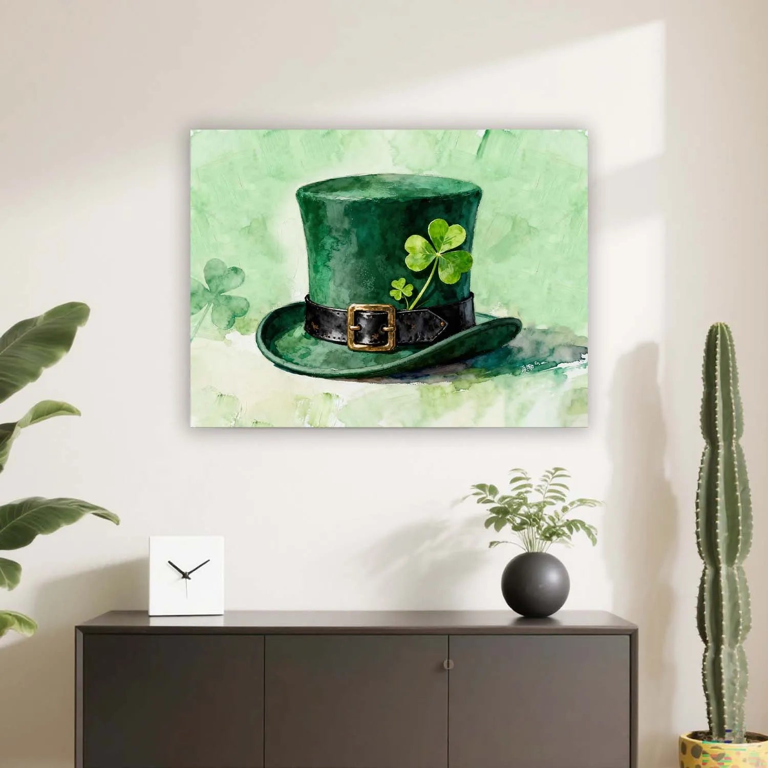 Canvas Prints St. Patrick's Day Green Leprechaun Hat Watercolor Shamrock Wall Art For Irish Festival Home Decor PrintToucan - PrintToucanSt. Patrick’s DayPrinttoucan-12 x 16-1.5‘’