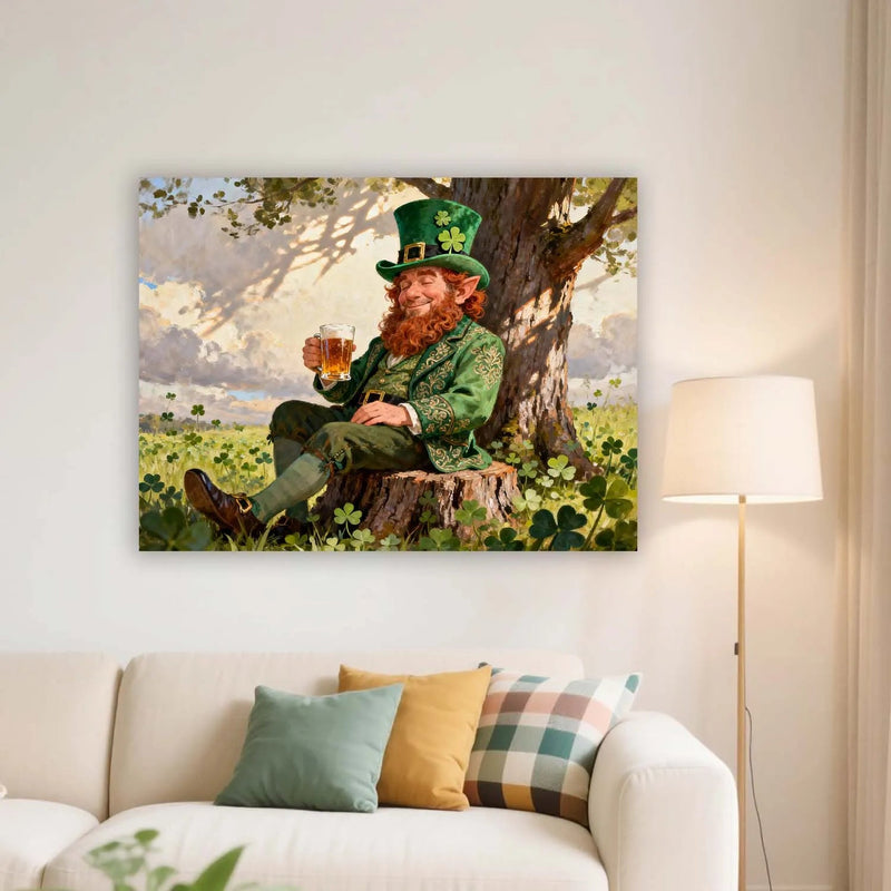 Canvas Prints St. Patrick’s Day Leprechaun Wall Art Rustic Irish Folklore Home Decor PrintToucan