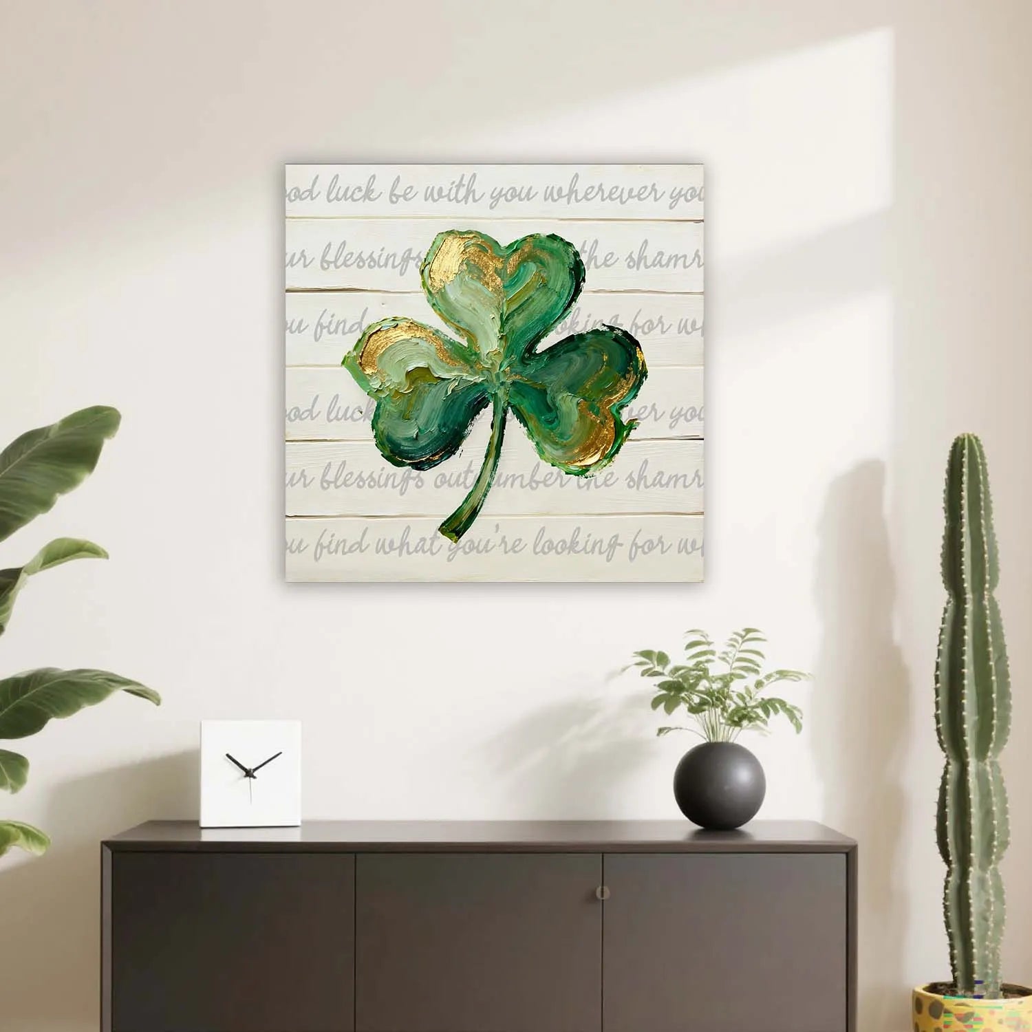 Canvas Prints St. Patrick's Day Lucky Clover Gold Leaf Shamrock Rustic Wall Art For Irish Festival Home Decor PrintToucan - PrintToucanSt. Patrick’s DayPrinttoucan-12 x 16-1.5‘’