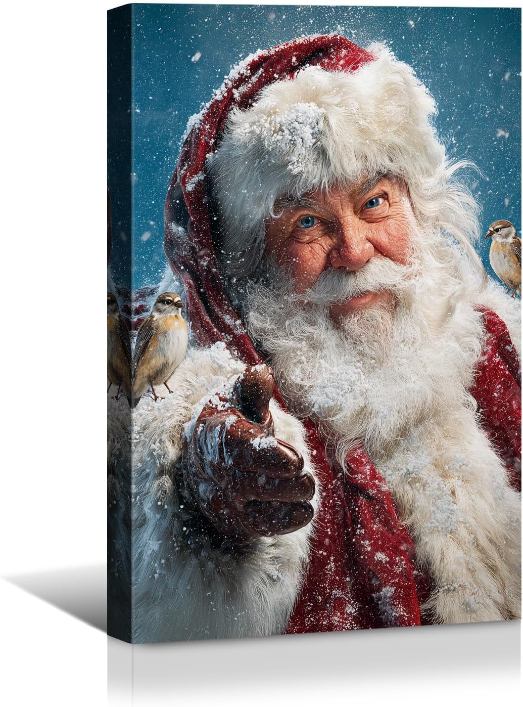 Canvas Prints Vintage Santa & Cardinal Bird Christmas Theme Home Decor Wall Art – PrintToucan - PrintToucanCMPOP01-12L" x 16W"