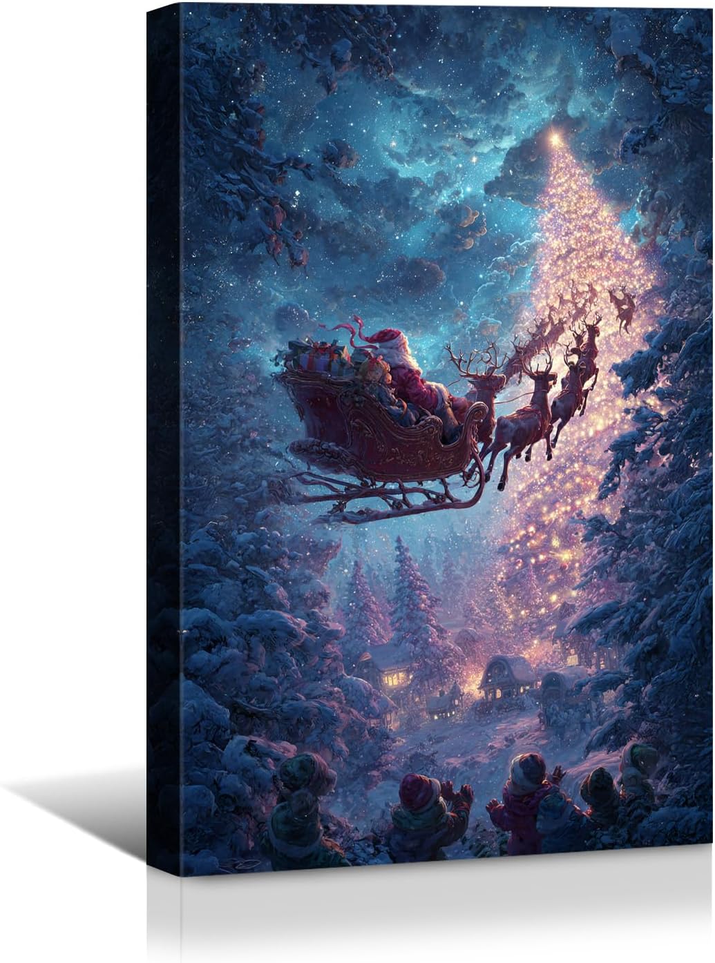 Canvas Prints Vintage Santa & Cardinal Bird Christmas Theme Home Decor Wall Art – PrintToucan - PrintToucanCMPOP09-12L" x 16W"