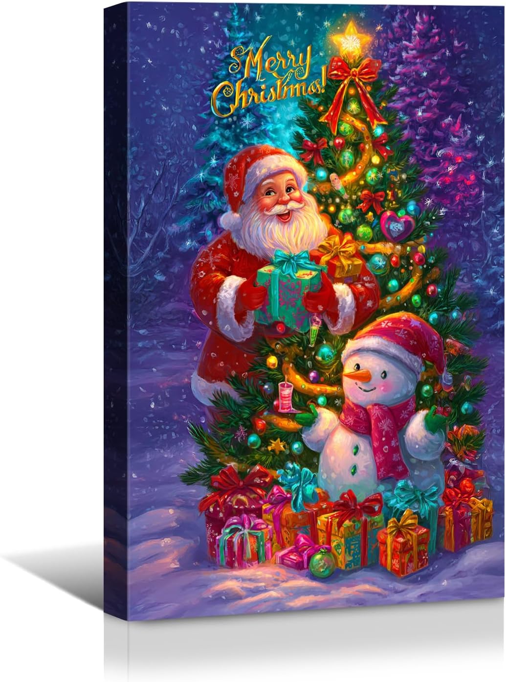 Canvas Prints Vintage Santa & Cardinal Bird Christmas Theme Home Decor Wall Art – PrintToucan - PrintToucanCMPOP10-12L" x 16W"