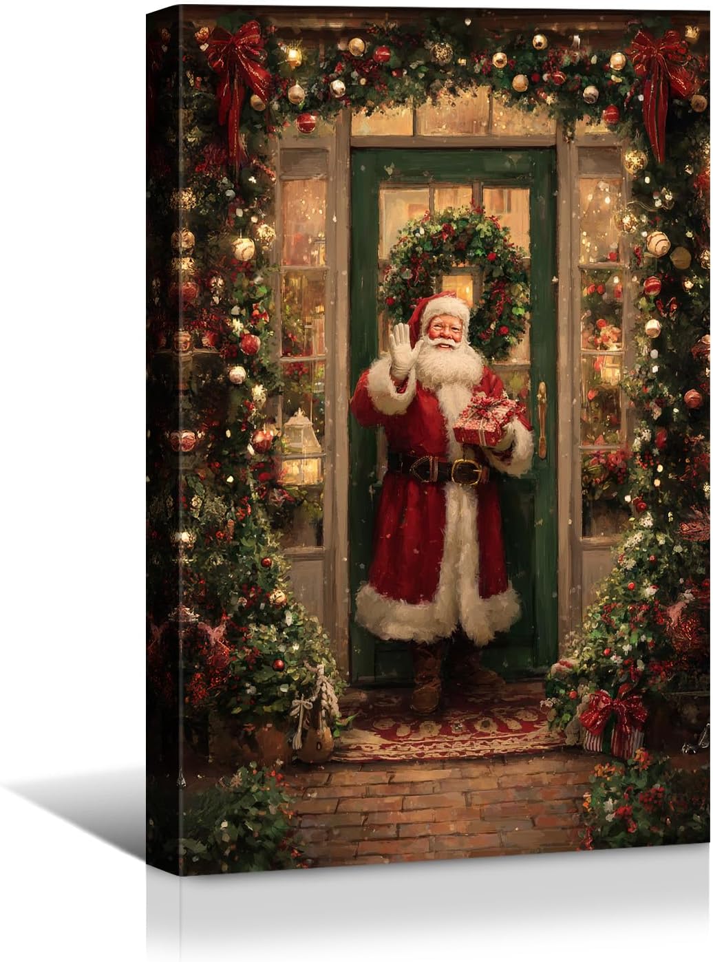 Canvas Prints Vintage Santa & Cardinal Bird Christmas Theme Home Decor Wall Art – PrintToucan - PrintToucanCMPOP08-12L" x 16W"