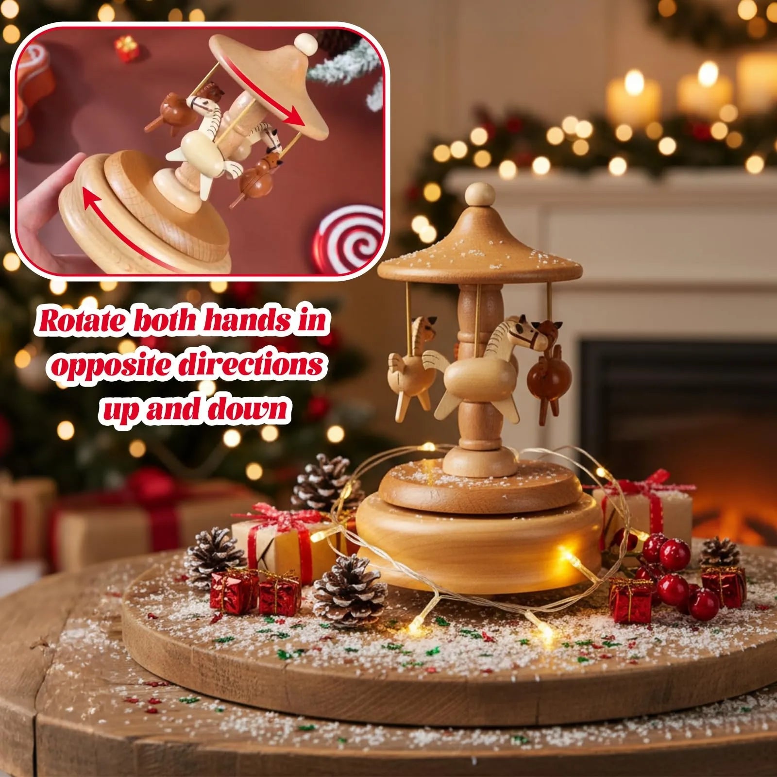 Carousel Wooden Music Box Solid Wood American Made Valentine’s Gift Home Decor PrintToucan - PrintToucanValentine’s Day GiftsPrinttoucan-13.8x15.7inch（35x40）cm