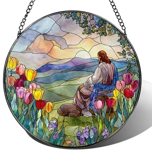 Christian Acrylic Hanging Ornament With Chain Jesus Nativity Archangel Michael Stained Glass Suncatcher PrintToucan - PrintToucanHome DecorACRYLIC-CROSS-MTN-20