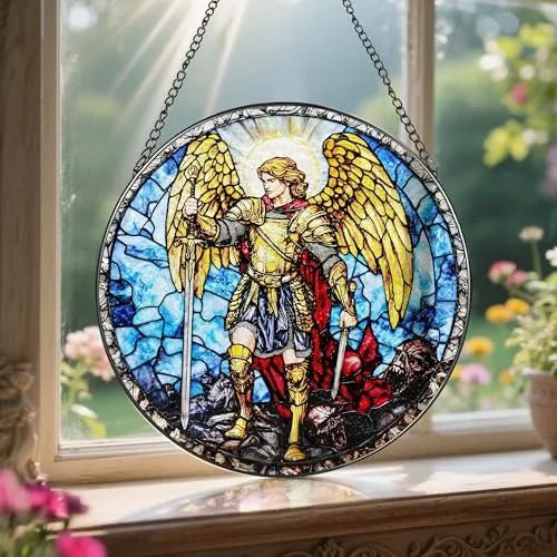 Christian Acrylic Hanging Ornament With Chain Jesus Nativity Archangel Michael Stained Glass Suncatcher PrintToucan - PrintToucanHome DecorACRYLIC-CROSS-20
