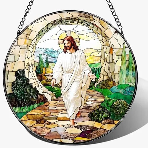 Christian Acrylic Hanging Ornament With Chain Jesus Nativity Archangel Michael Stained Glass Suncatcher PrintToucan - PrintToucanHome DecorACRYLIC-CROSS-B-20