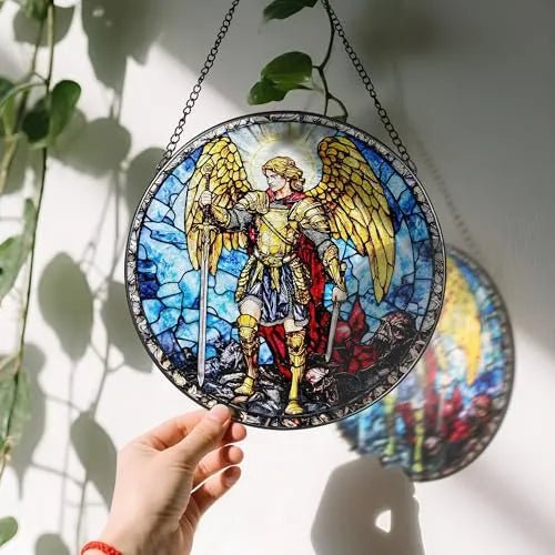 Christian Acrylic Hanging Ornament With Chain Jesus Nativity Archangel Michael Stained Glass Suncatcher PrintToucan - PrintToucanHome DecorACRYLIC-CROSS-20
