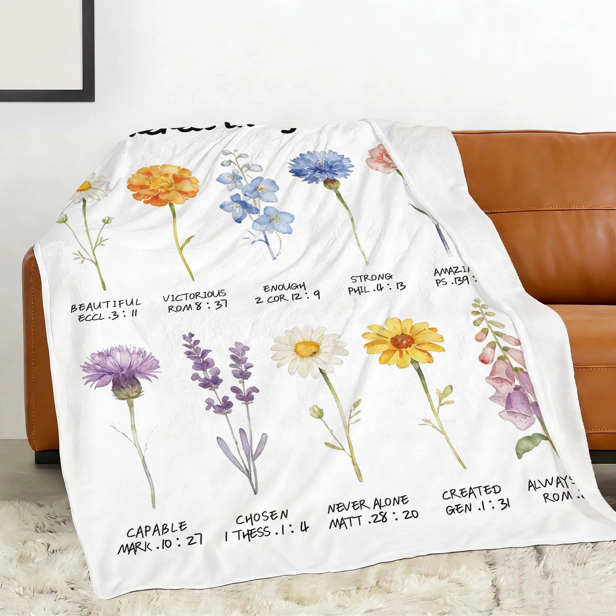 Christian Blanket You Are… Bible Verse Watercolor Floral Throw PrintToucan - PrintToucanChristianPrinttoucan-150cm x 200cm/60"x80"