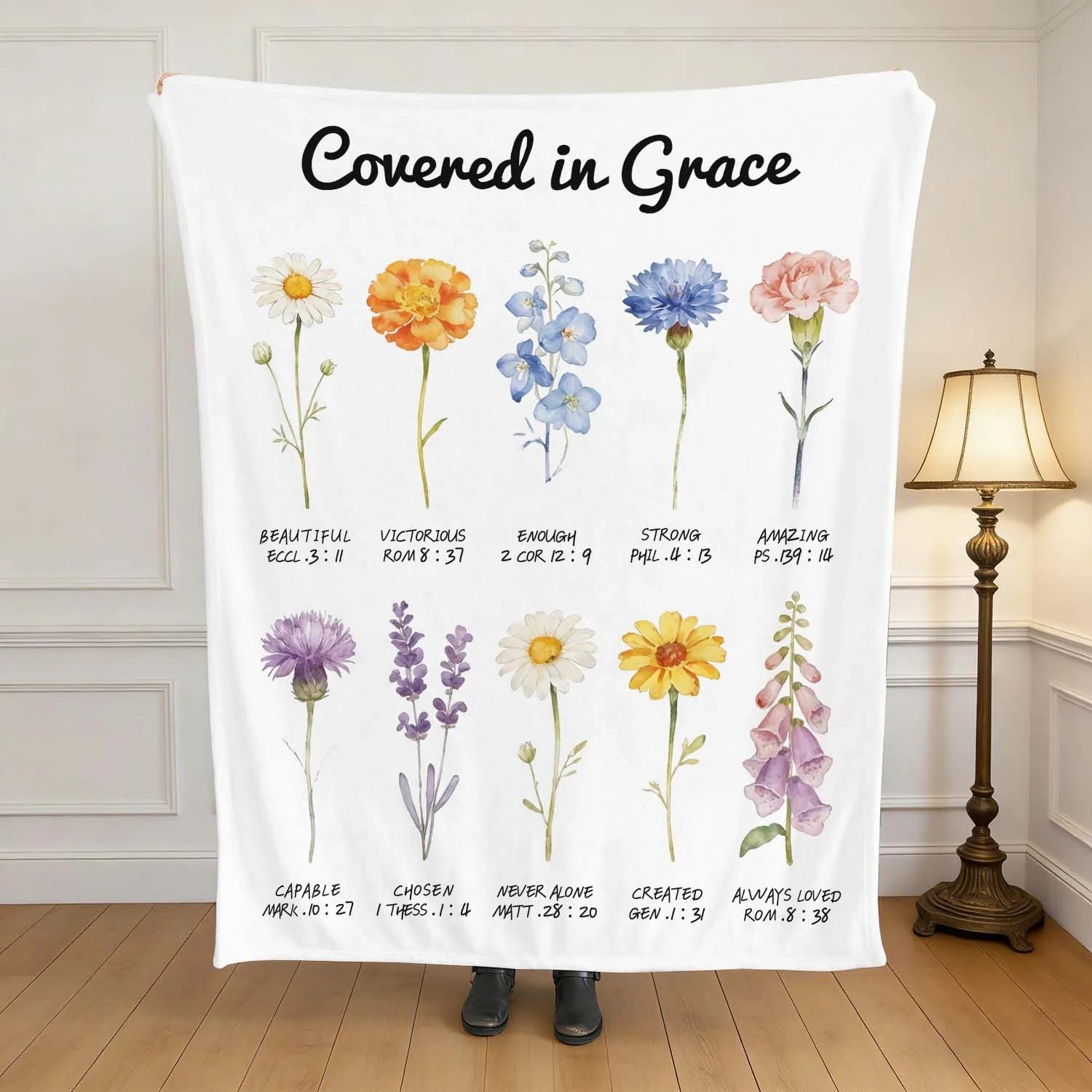 Christian Blanket You Are… Bible Verse Watercolor Floral Throw PrintToucan - PrintToucanChristianPrinttoucan-150cm x 200cm/60"x80"