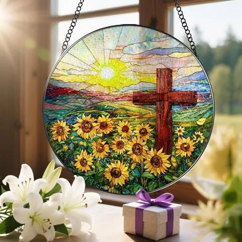Christian Cross Acrylic Hanging Ornament With Chain Stained Glass Suncatcher Window Decor PrintToucan - PrintToucanHome DecorACRYLIC-CROSS-20