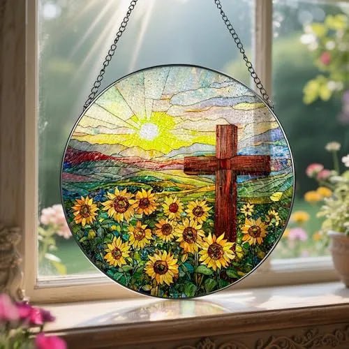 Christian Cross Acrylic Hanging Ornament With Chain Stained Glass Suncatcher Window Decor PrintToucan - PrintToucanHome DecorACRYLIC-CROSS-20