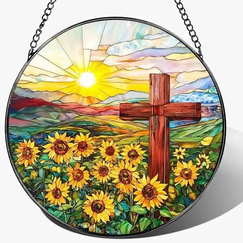 Christian Cross Acrylic Hanging Ornament With Chain Stained Glass Suncatcher Window Decor PrintToucan - PrintToucanHome DecorACRYLIC-CROSS-20